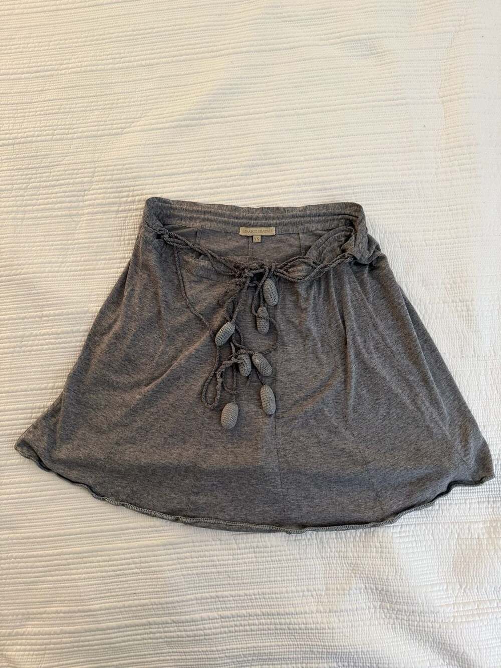 Lerario Beatriz Skirt Size XS Grey Knit Tassel Drawstring Mini